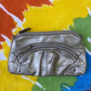 Style & Co Kohls Vintage Y2K Metallic Silver Mini Clutch Zippered Bag Purse